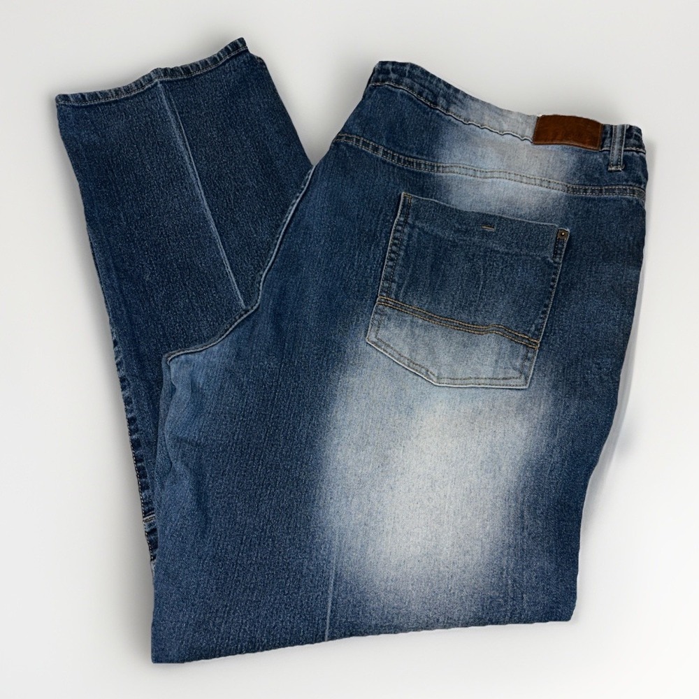 South Pole Jeans Men's 46 X 33 Blue Denim Stretch Cotton Blend Faded Distressed‎